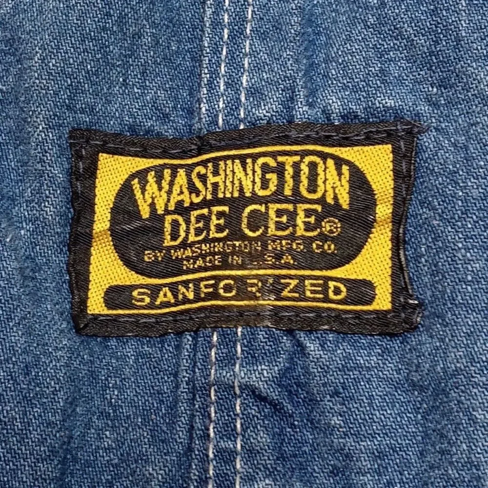 *READ* Vintage WASHINGTON DEE CEE Sanforized Denim Overalls Bib Jeans 28x30